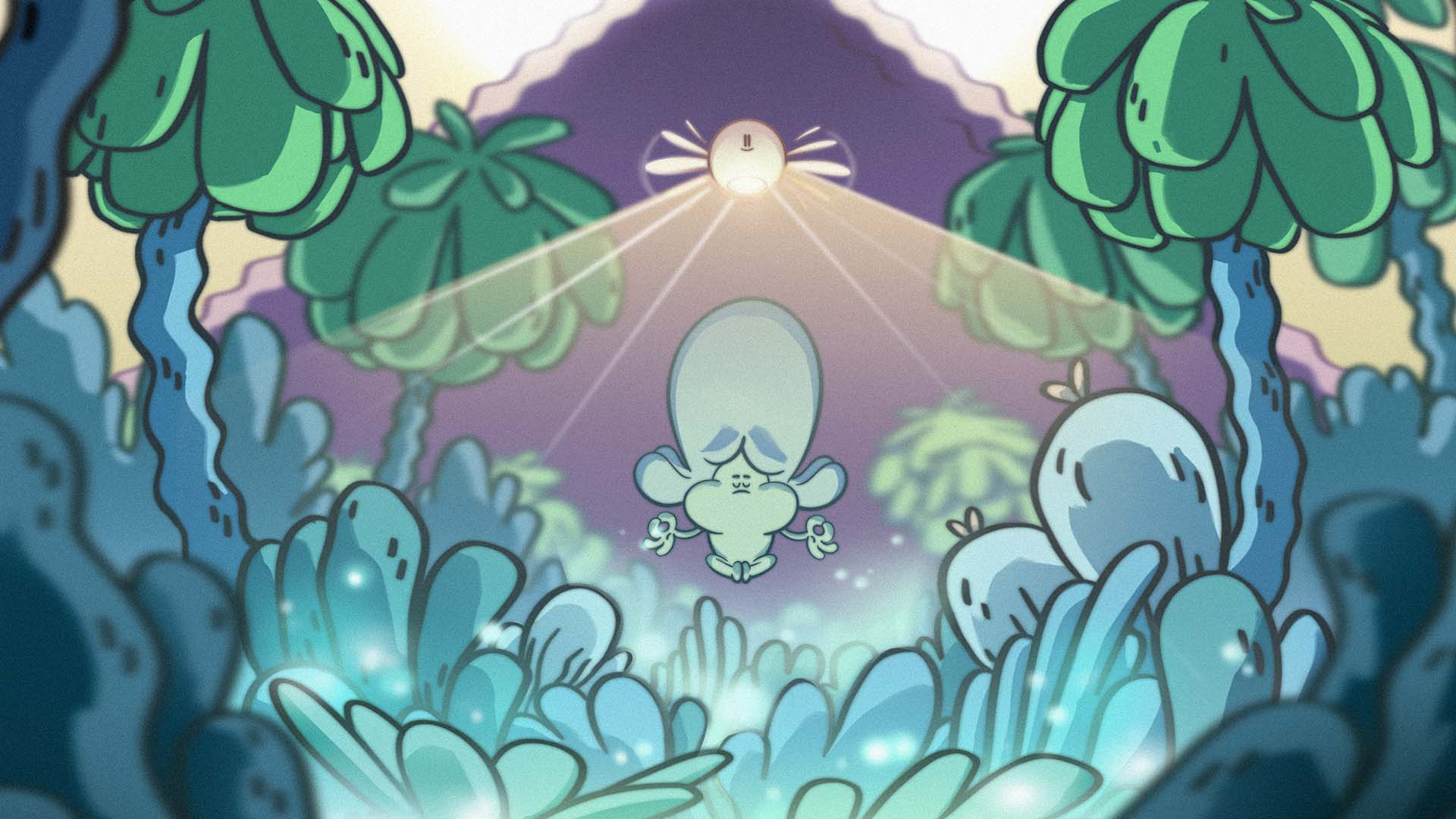 Bloopy and Merps regenerate the surface of the planet Quaeb.