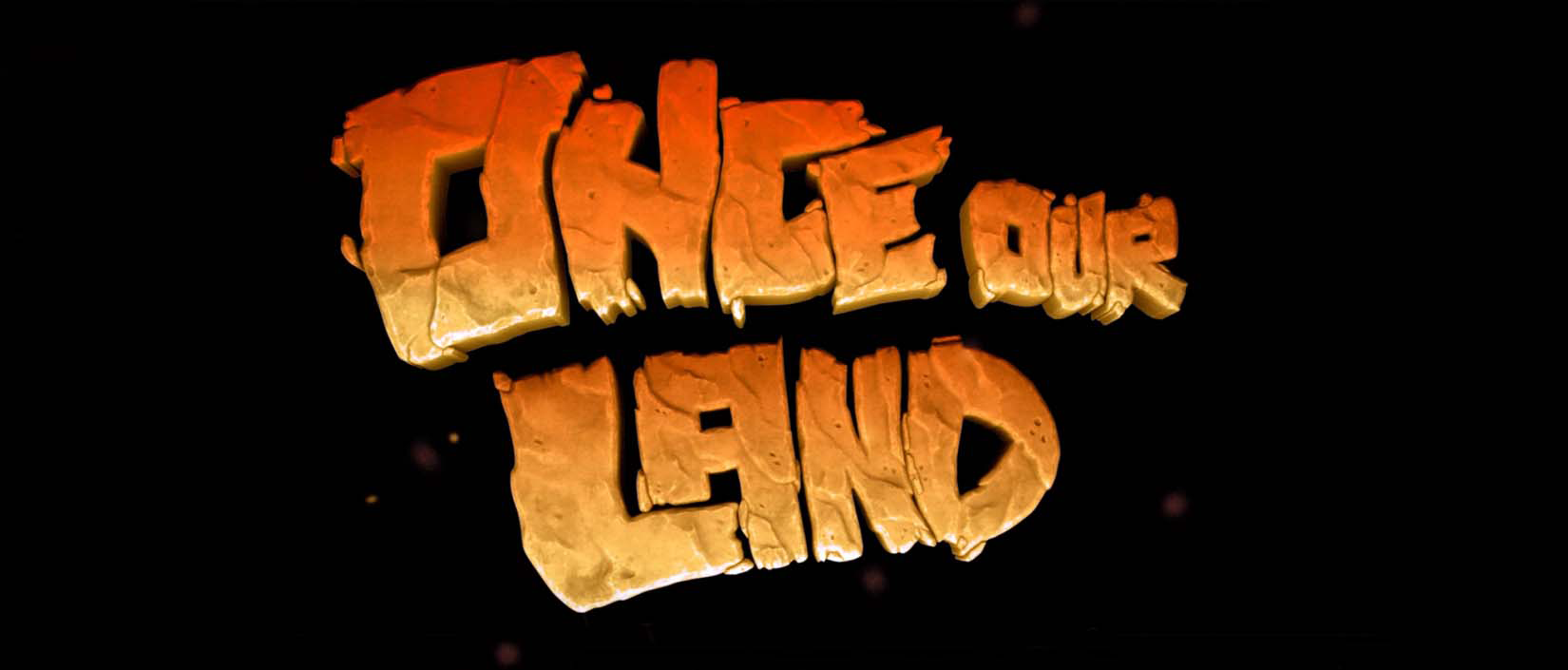 A black background with the words ‘Once Our Land’ overlayed in orange and yellow.
