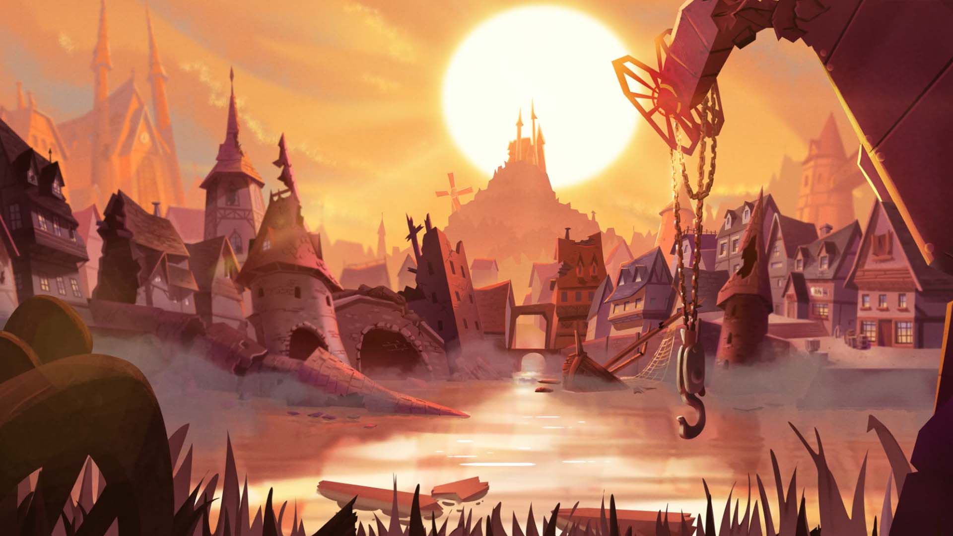 A scenic view of Straslund as the sun rises and cascades everything in light.